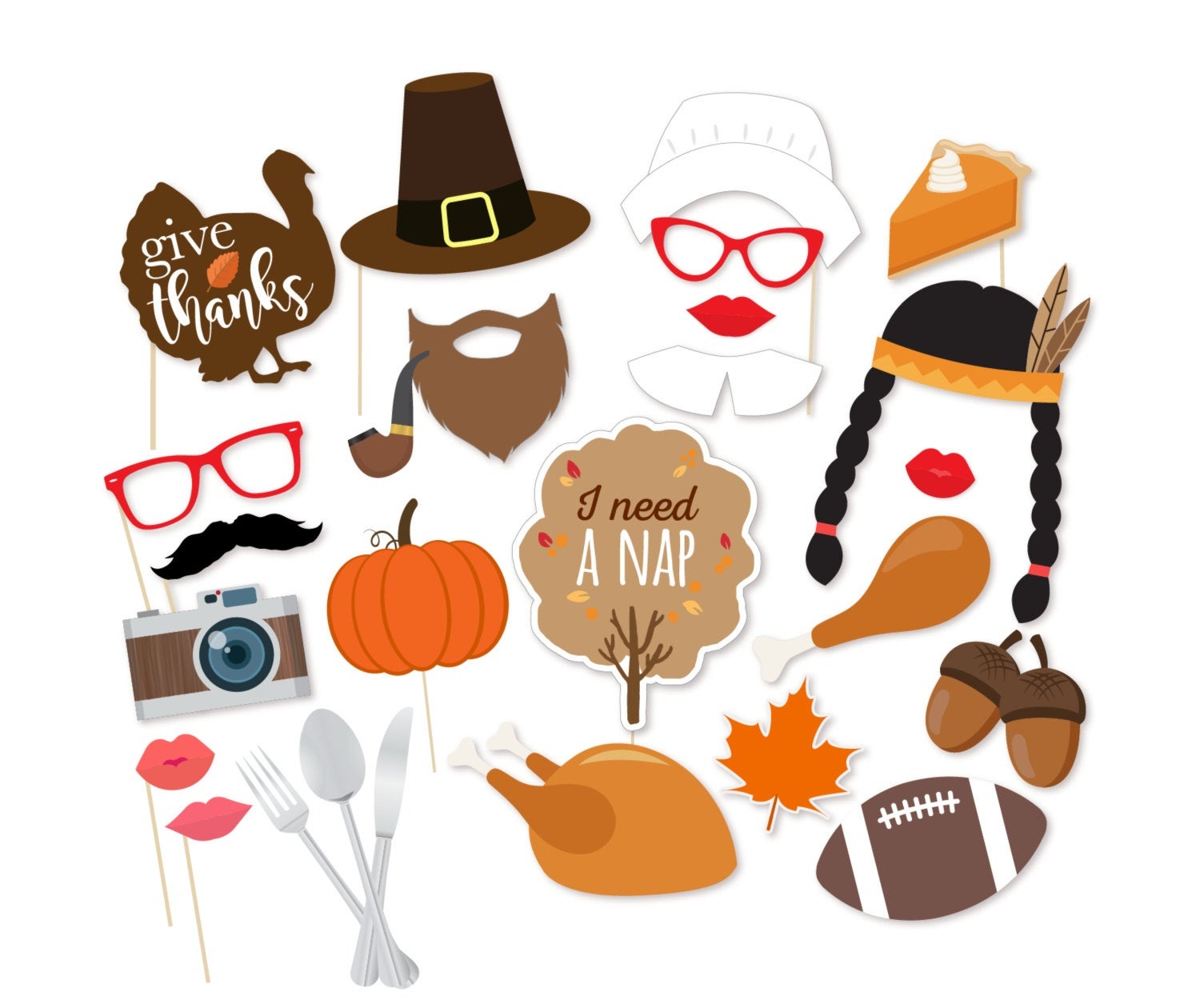 Thanksgiving Photo Booth Props Printable