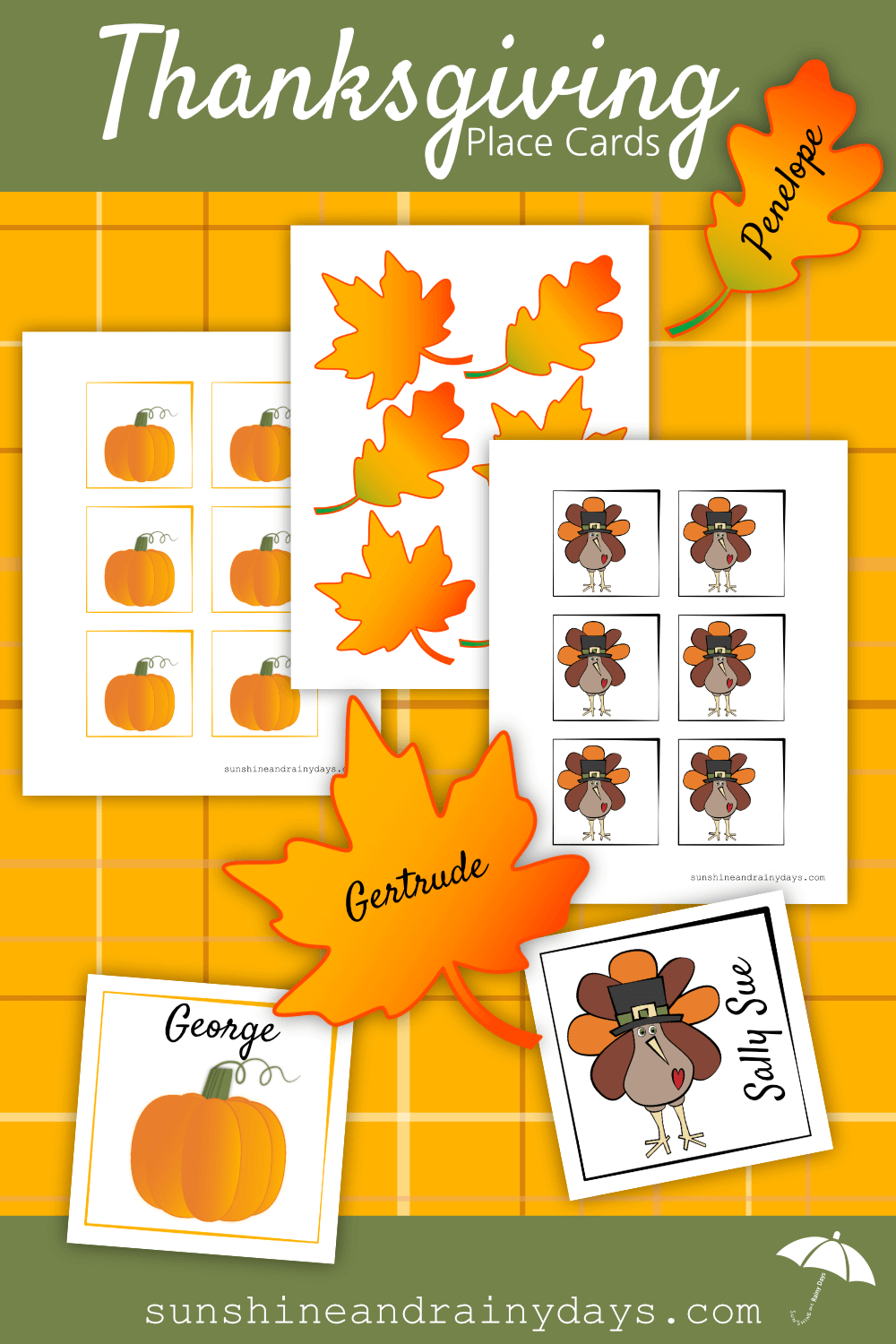 Thanksgiving Place Card Printable | Thanksgiving Printables - Free Printable Thanksgiving Place Cards To Color