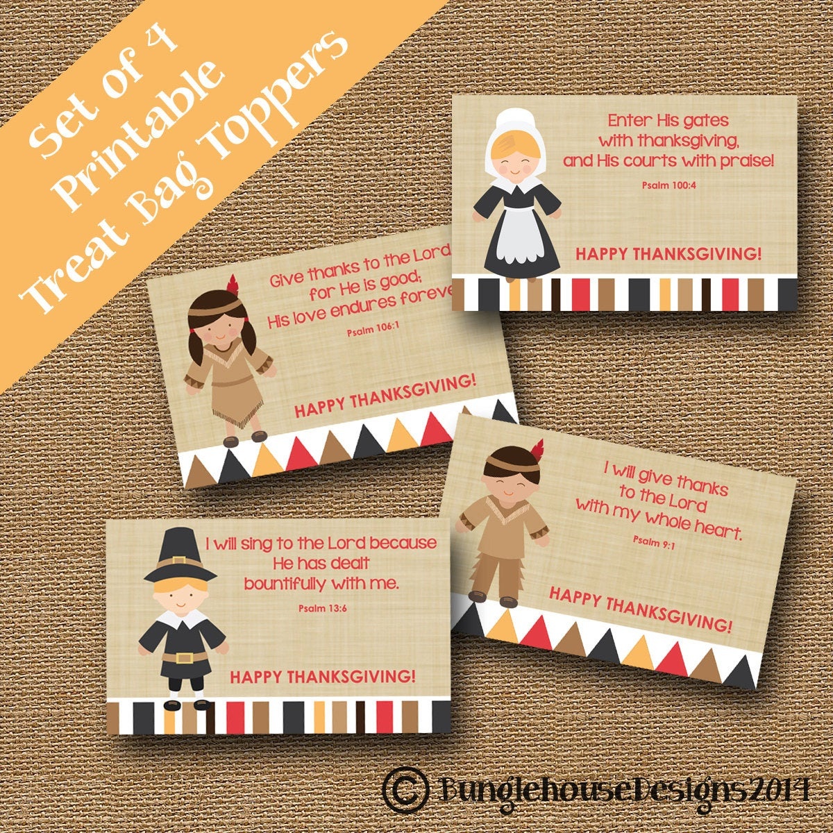 Thanksgiving Treat Bag Toppers For Kids Pilgrims And Indians | Etsy - Free Printable Thanksgiving Treat Bag Toppers