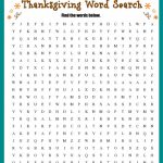 Thanksgiving Word Search Free Printable Worksheet   Word Search Free Printable Easy