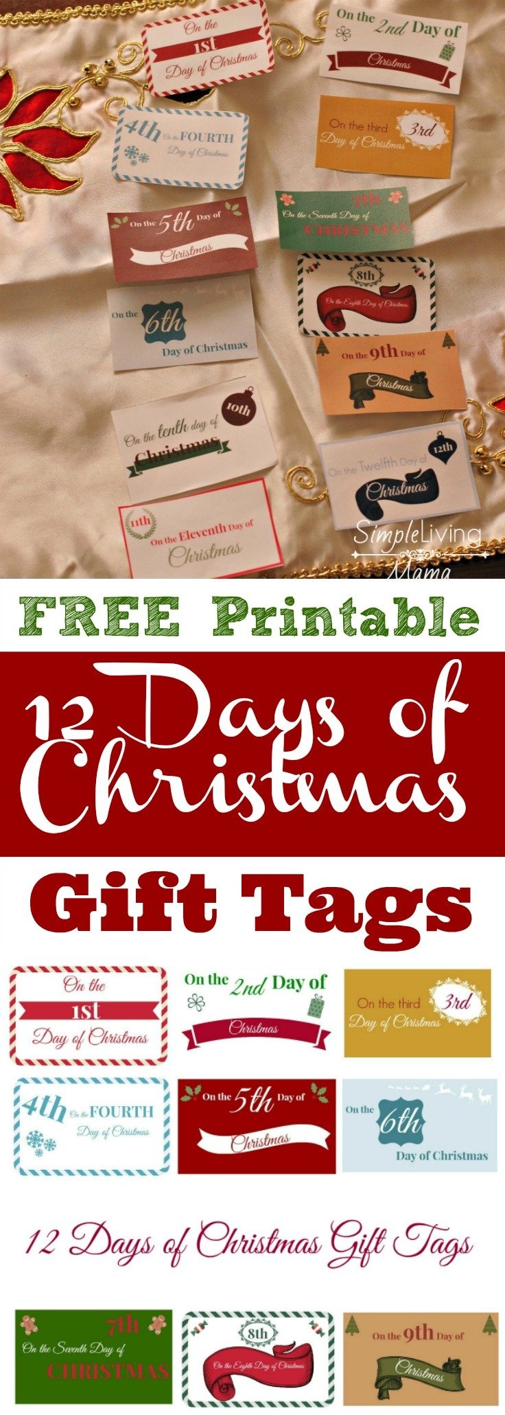 The 12 Days Of Christmas Ideas + Printable Gift Tags - Simple Living - Free Printable 12 Days Of Christmas Gift Tags