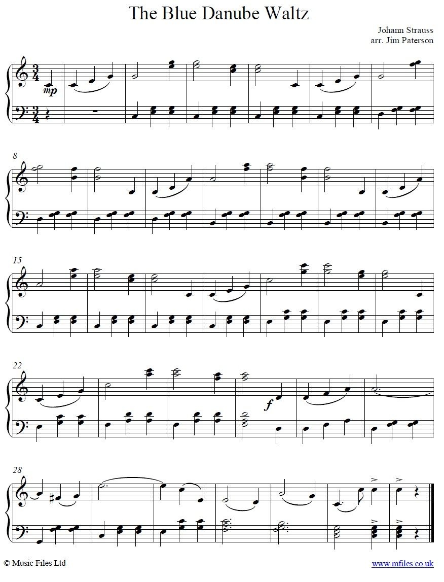 The Blue Danube Main Theme For Piano From Strauss' Waltz | Music In - Free Printable Classical Sheet Music For Piano