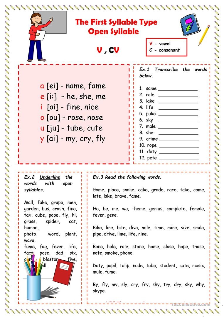 The First Syllable Type Worksheet - Free Esl Printable Worksheets - Free Printable Open And Closed Syllable Worksheets