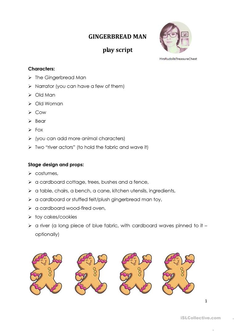 The Gingerbread Man - Play Script Worksheet - Free Esl Printable - Free Printable Play Scripts