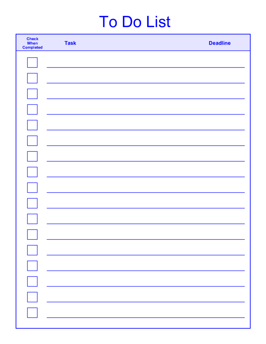 Daily Things To Do List Printable