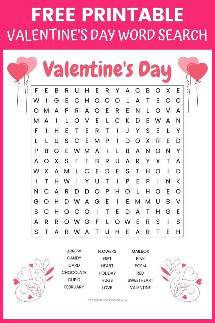 This Printable Valentine&amp;#039;s Word Search For Kids Has 18 Words To Find - Free Printable Valentine Word Search For Adults