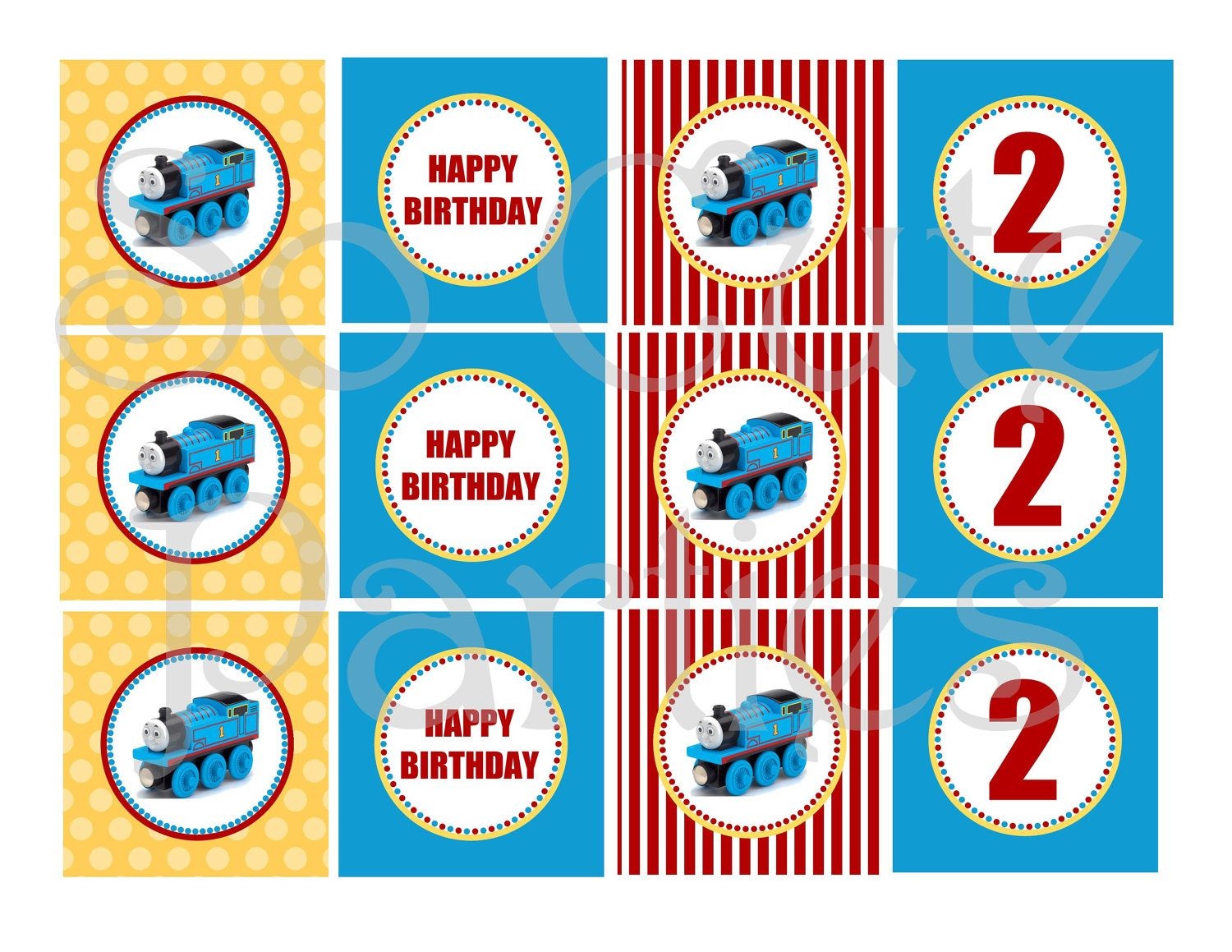 Thomas The Train Diy Printable Cupcake Toppers Blue Yellow And Red - Free Printable Thomas The Train Cupcake Toppers