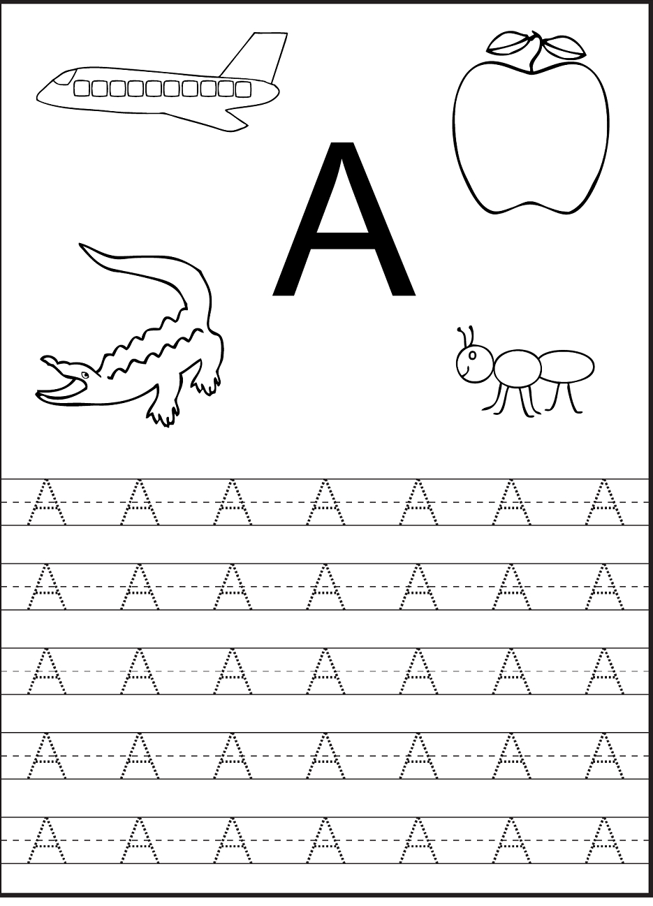 Tracing The Letter A Free Printable | Alphabet And Numbers Learning - Free Printable Alphabet Worksheets For Grade 1