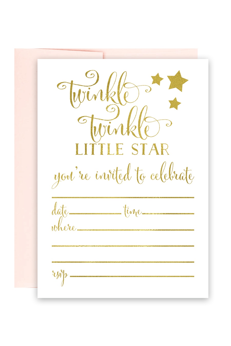 Twinkle Twinkle Little Star Foil Invitations - Chicfetti - Free Printable Twinkle Twinkle Little Star Baby Shower Invitations