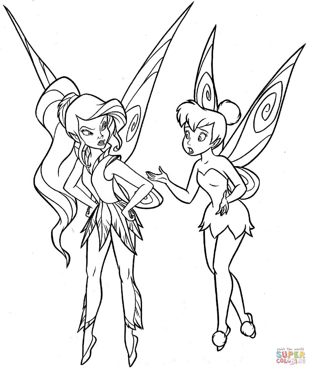 Two Fairies Coloring Page | Free Printable Coloring Pages - Free Printable Fairy Coloring Pictures