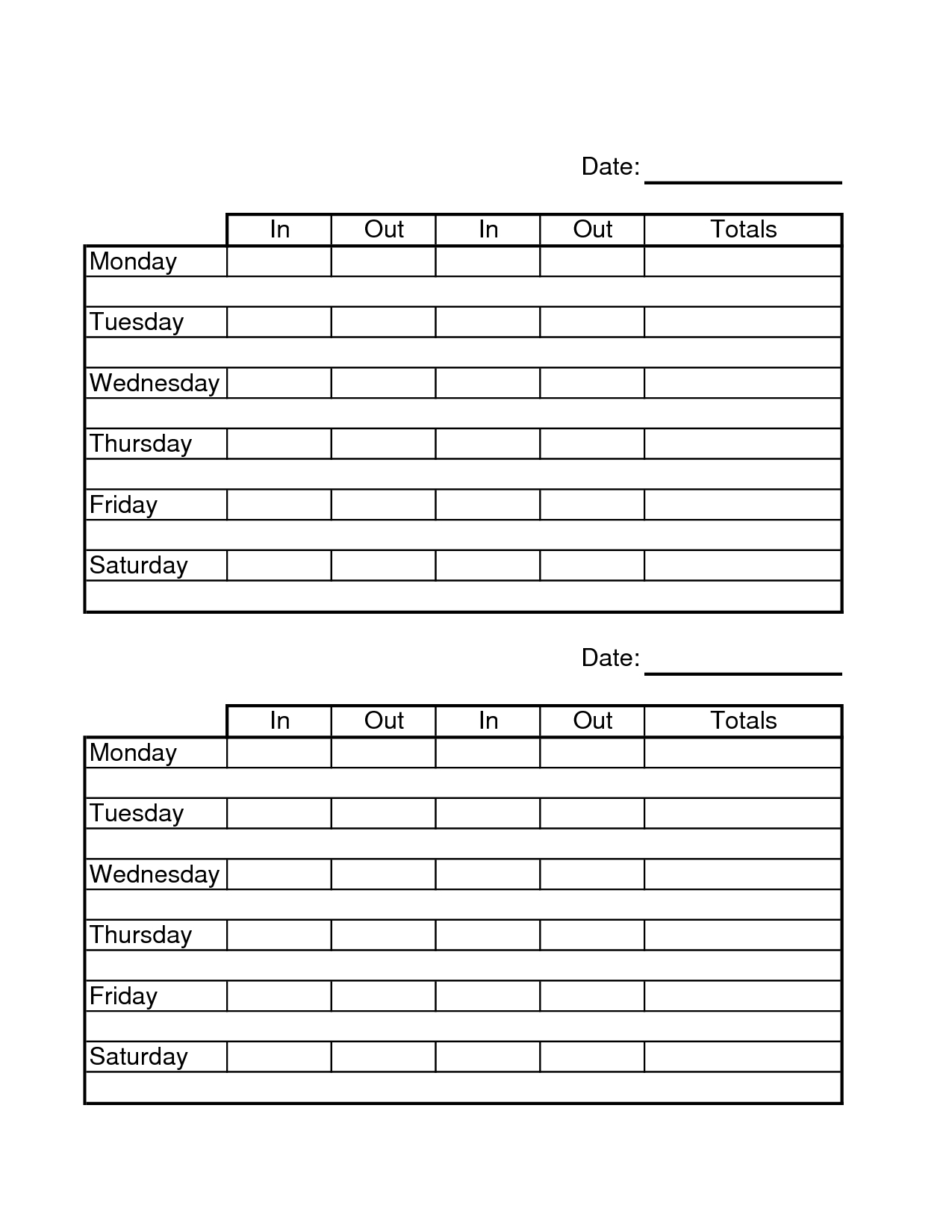 Two Week Time Sheets | Employee Time Sheets | Chiropractic Office - Free Printable Time Sheets Forms