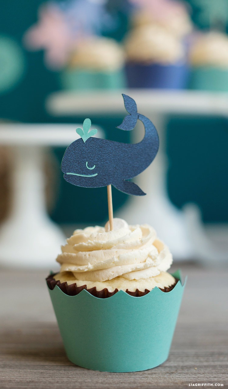 Under The Sea Cupcake Toppers And Garland - Lia Griffith - Free Printable Whale Cupcake Toppers