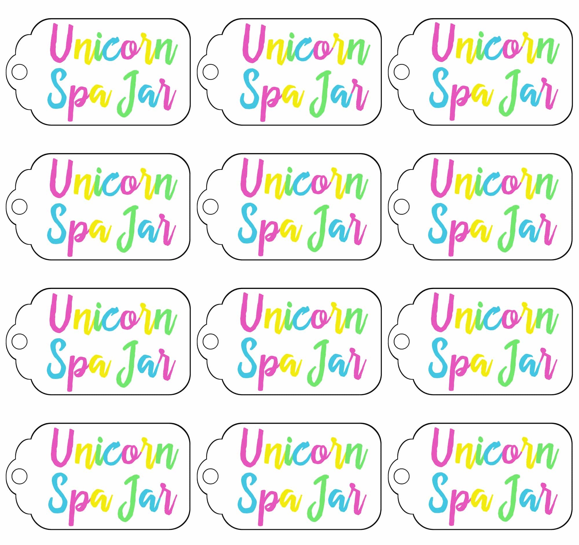 Unicorn Spa Jar - The Gunny Sack - Spa In A Jar Free Printable Labels