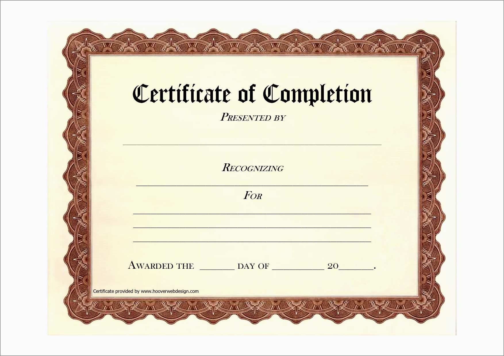 Free Certificates Of Completion Printables