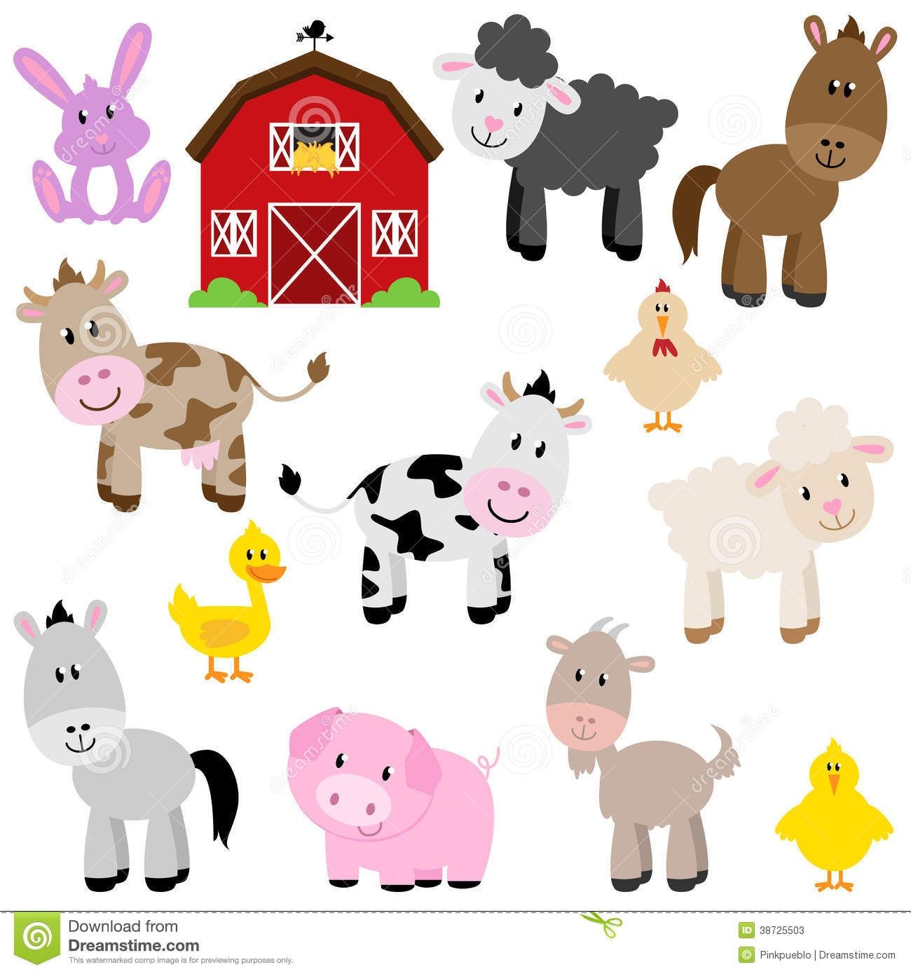 Vector Collection Of Cute Cartoon Farm Animals - Download From Over - Free Printable Farm Animal Cutouts