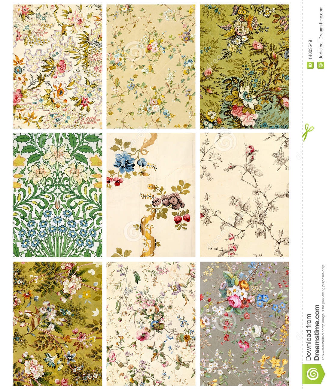 Vintage Floral Collage Sheet Or Tags Stock Illustration - Free Printable Picture Collage