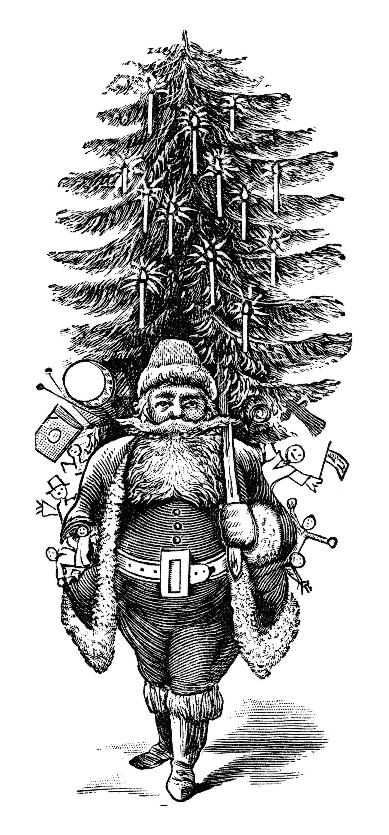 Vintage Santa Clipart, Vintage Printable Christmas, Free Black And - Free Printable Vintage Christmas Clip Art