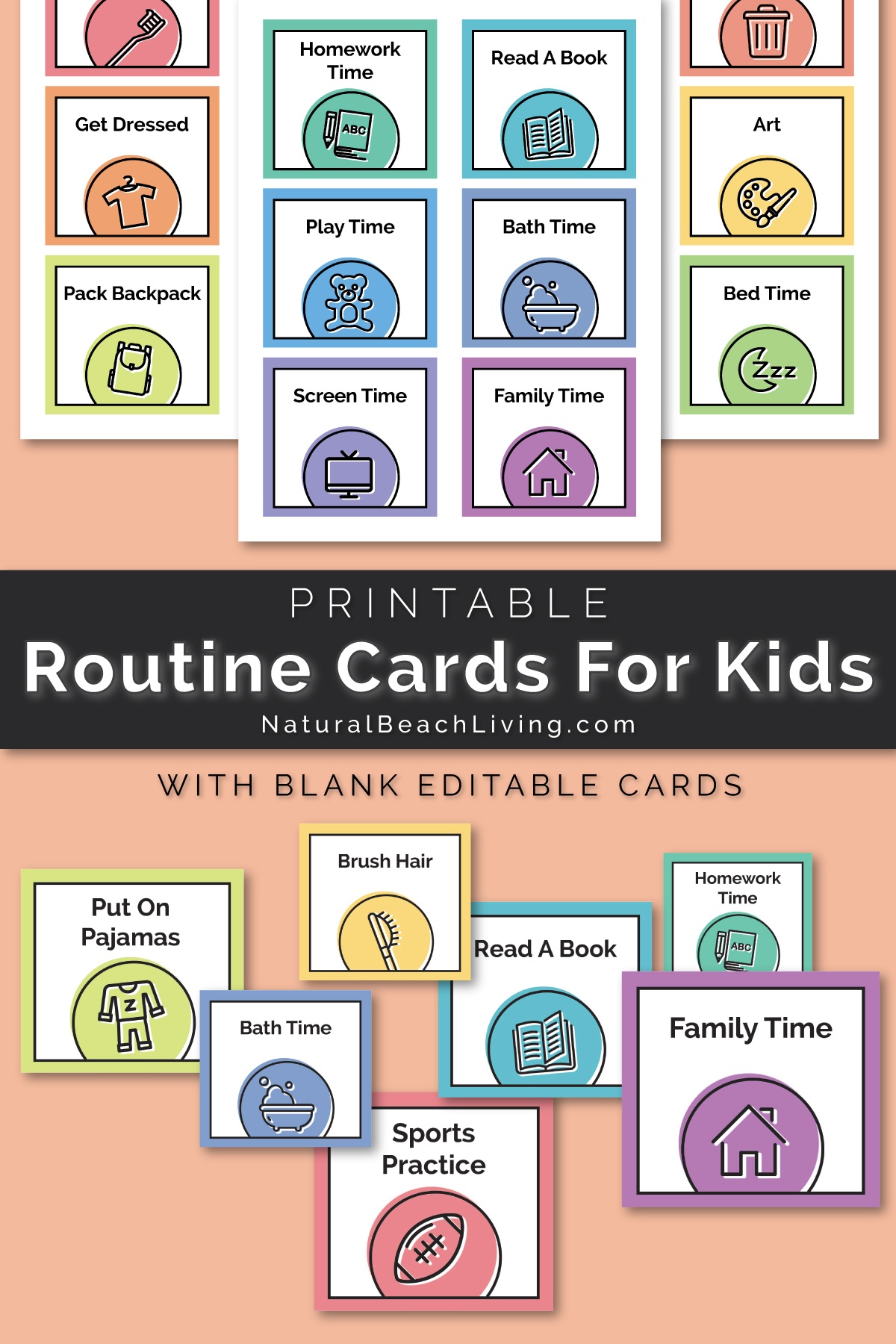Visual Schedule - Free Printable Routine Cards - Natural Beach Living - Free Printable Schedule Cards For Preschool