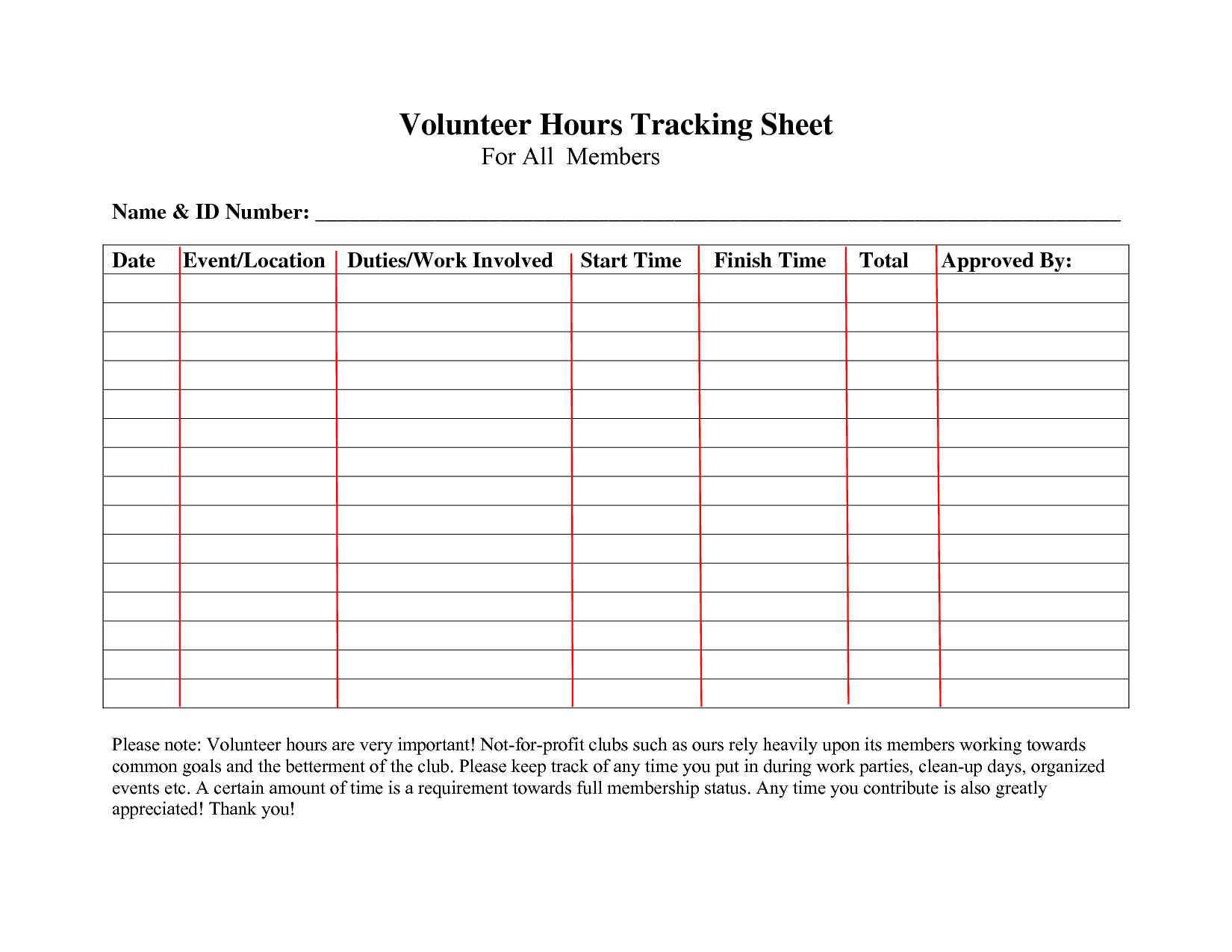 Free Printable Volunteer Forms Free Printable