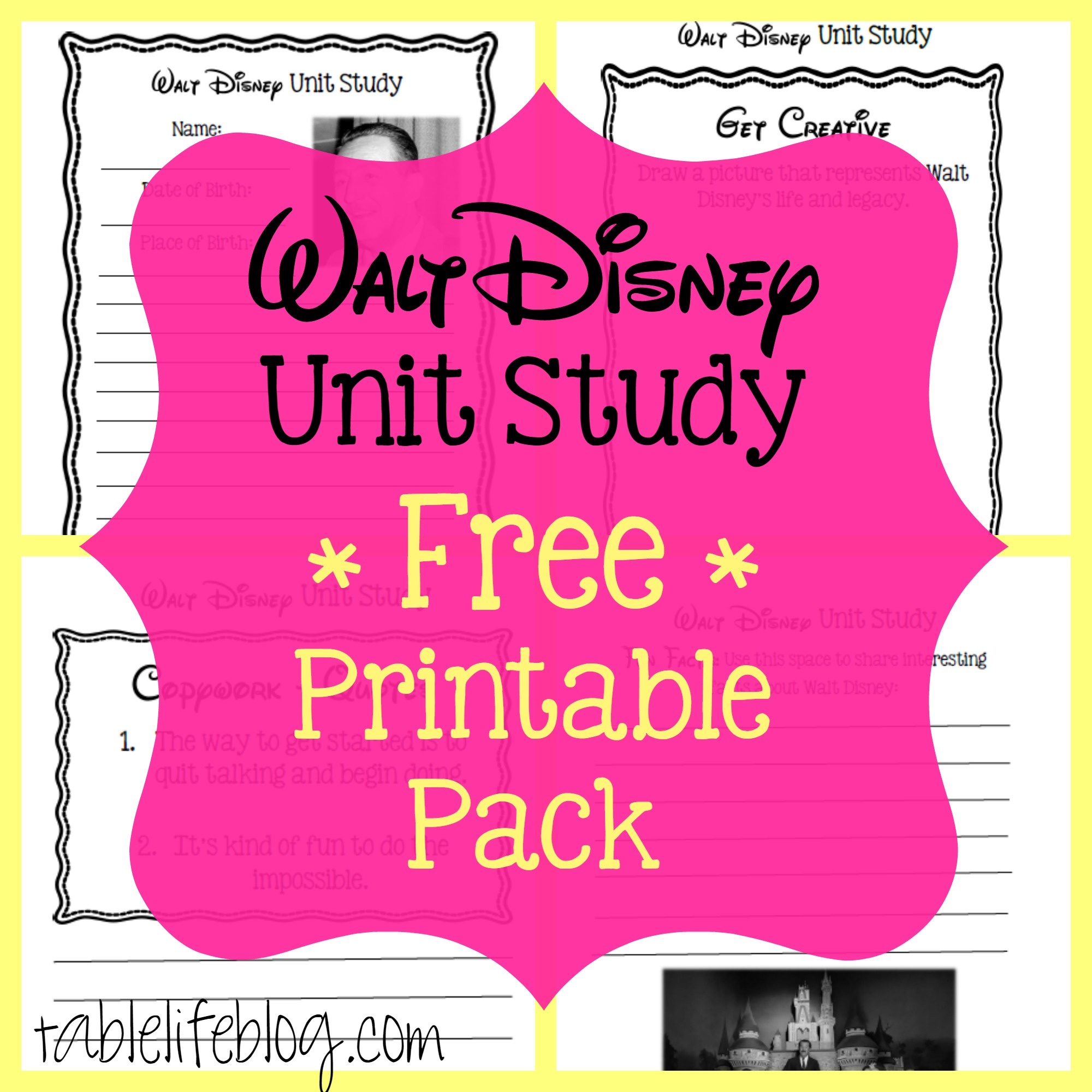 Walt Disney Unit Study (With Free Printable!) • Tablelifeblog - Free Printable Disney Stories