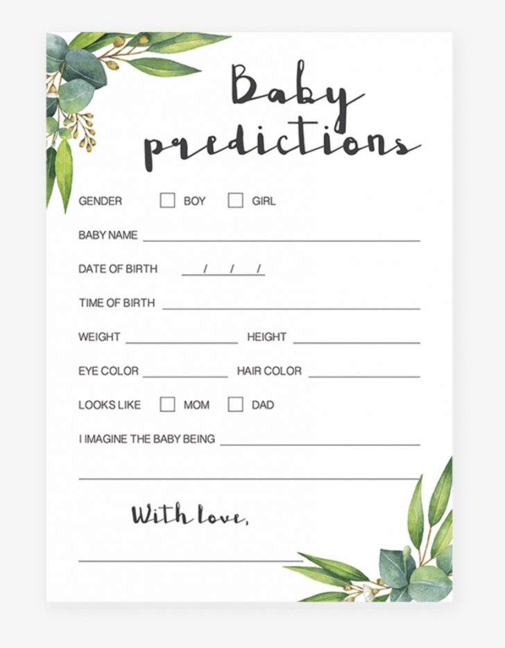 Baby Prediction And Advice Cards Free Printable
