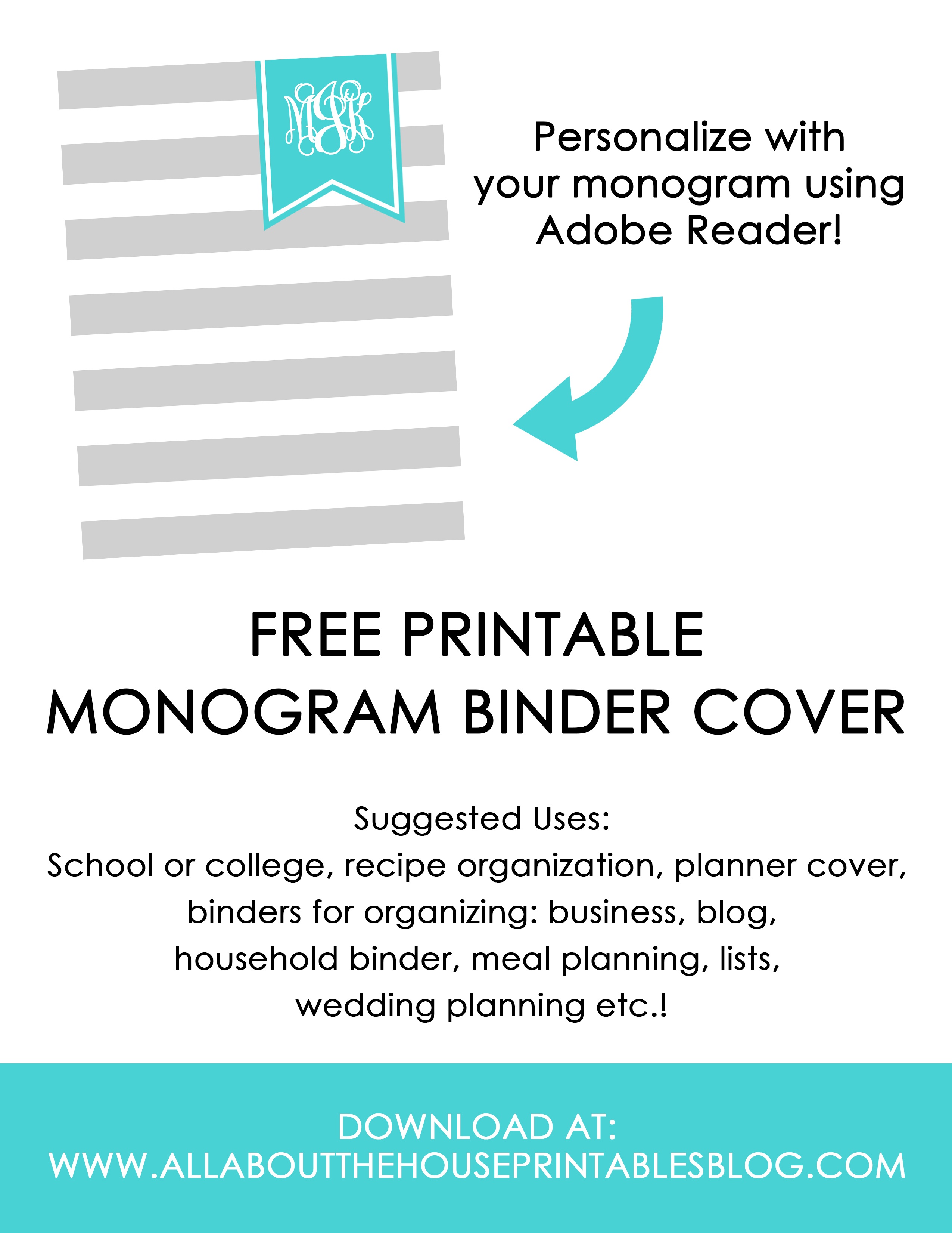 Ways To Organize Using Binder Covers (Plus A Free Printable Monogram - Free Printable Monogram Binder Covers