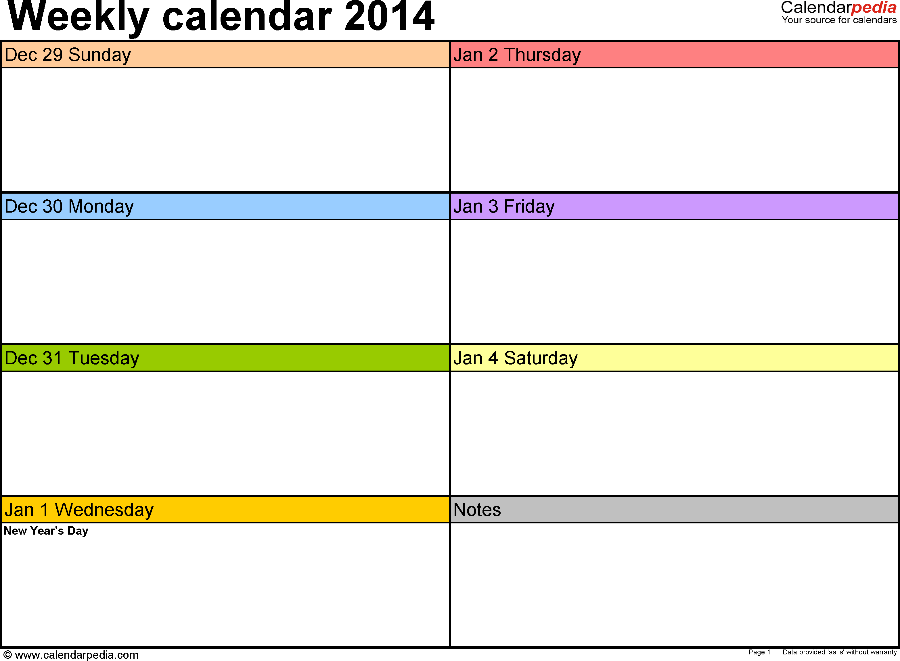 Weekly Calendar 2014 For Word - 4 Free Printable Templates - Free Printable School Agenda Templates