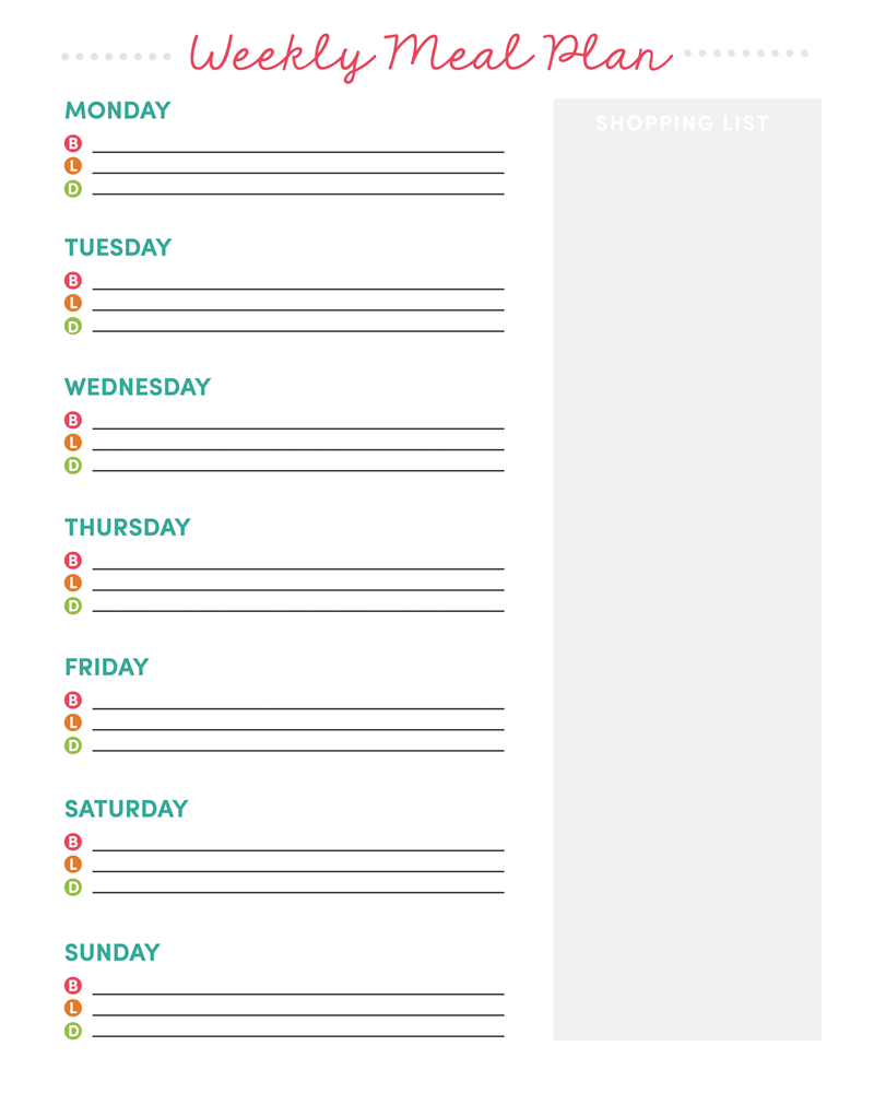 Weekly Meal Planner Printable - Weekly Menu Free Printable