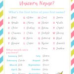 What's Your Unicorn Name? » Go Girl   Unicorn Name Free Printable