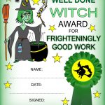 Witch Certificate: Award Certificate Frighteningly Good Work   Free Printable Halloween Award Certificates