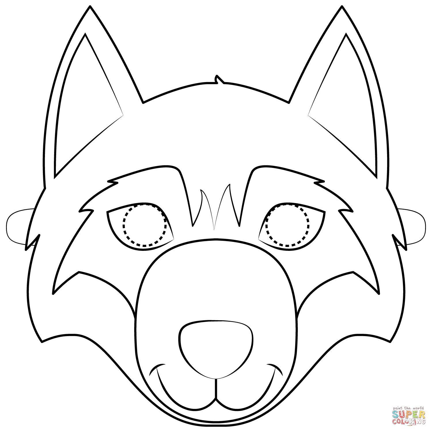 Wolf Face Coloring Page Coloring Home Free Printable Wolf Face Mask 