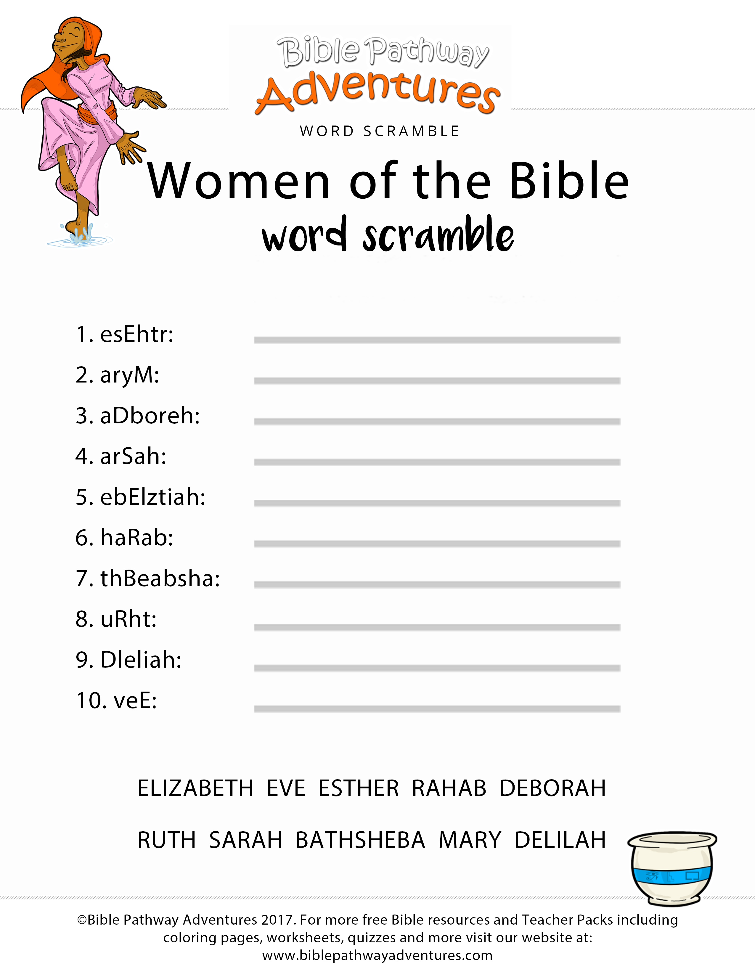 Women Of The Bible Word Scramble | Bible Printables! | Bible Words - Free Printable Bible Games For Kids