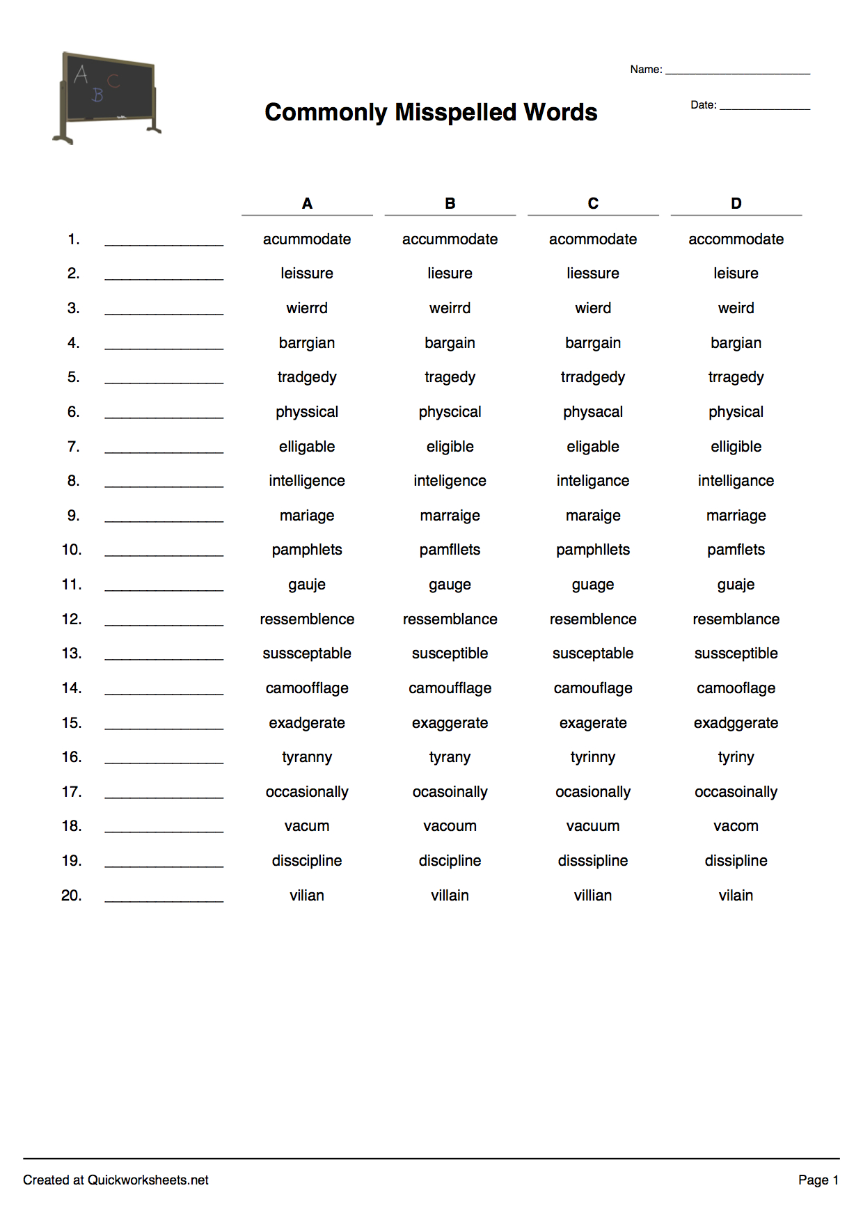 Word Scramble, Wordsearch, Crossword, Matching Pairs And Other - Free Printable Test Maker