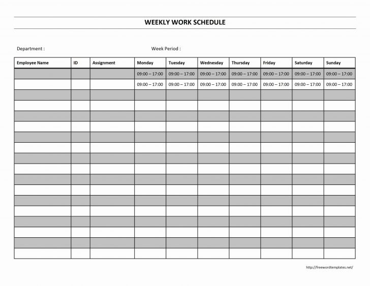 Work Schedule Blank Template Printable Free Daily Employee Weekly Free Printable Blank Work 5258