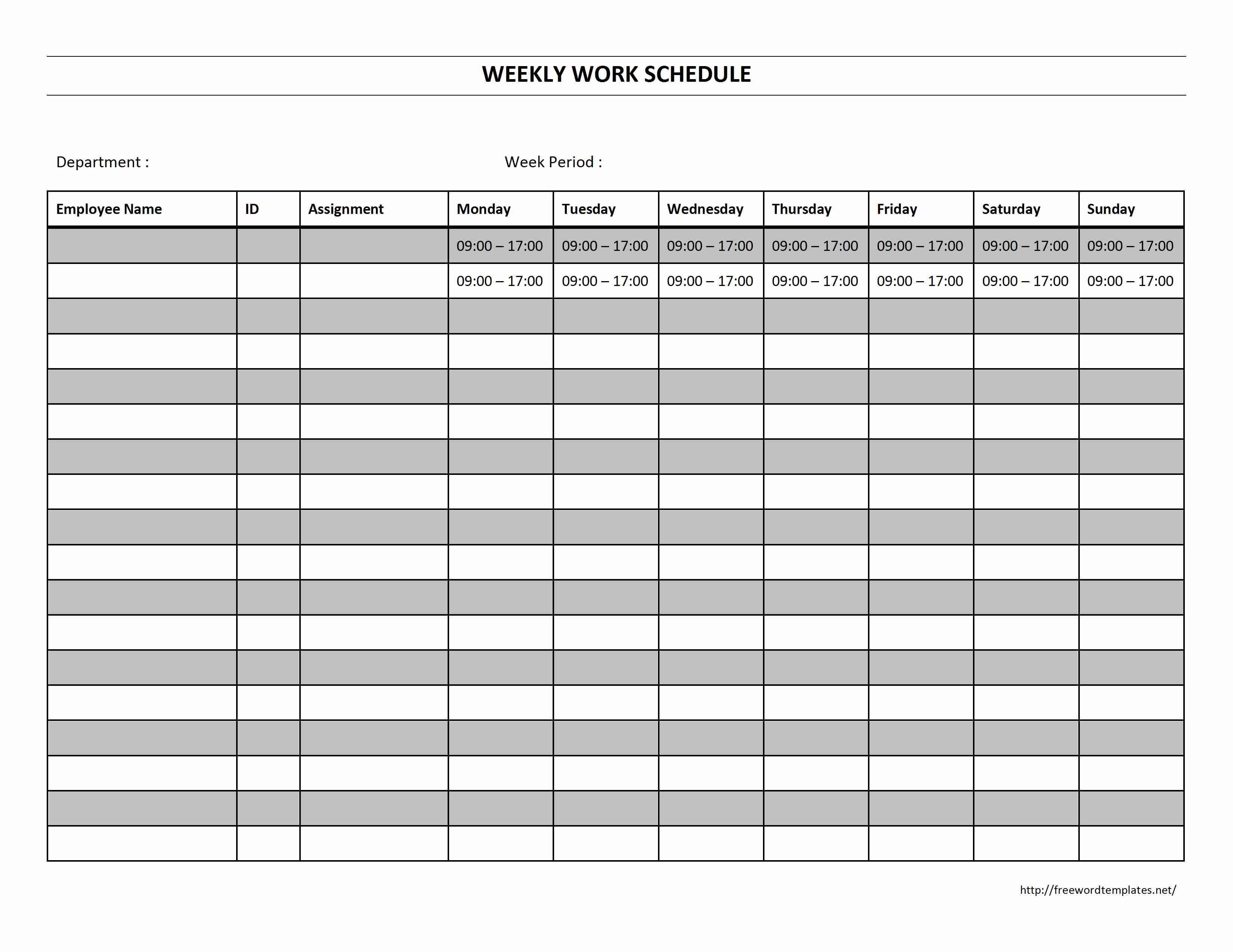 Free Printable Blank Work Schedules - Free Printable