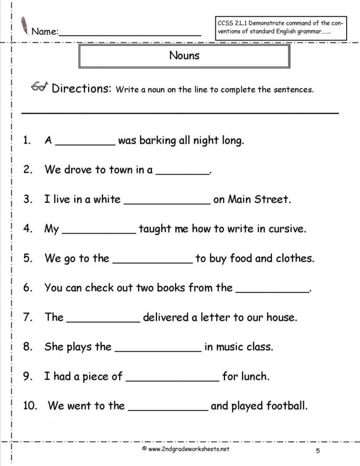 Free Printable Grammar Worksheets For 2Nd Grade