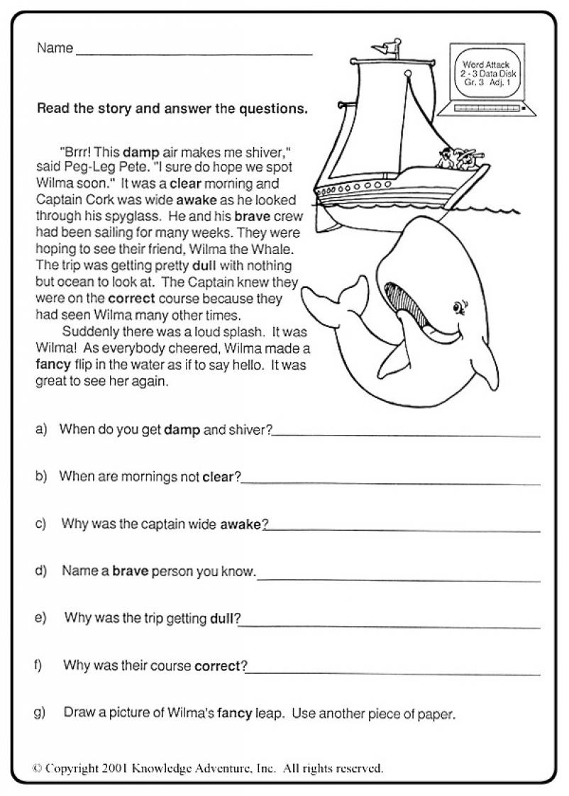 Free Printable Reading Worksheets For Grade 3