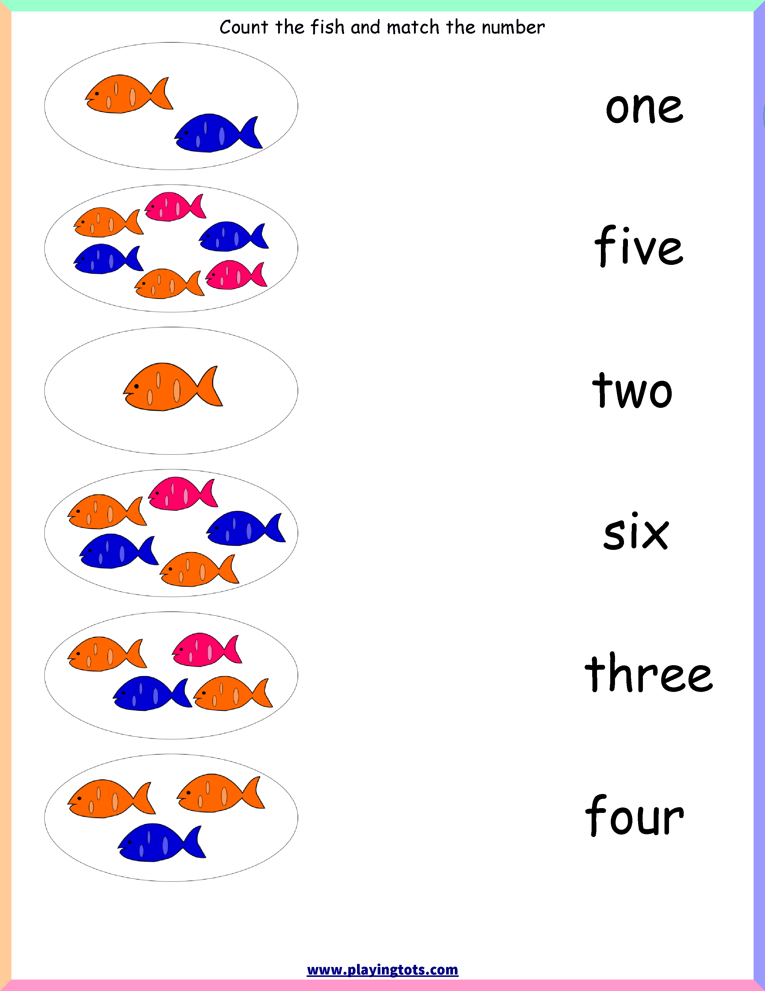 Worksheet,free,printable,count,activity,match,fish,numbers,words - Free Printable File Folders For Preschoolers