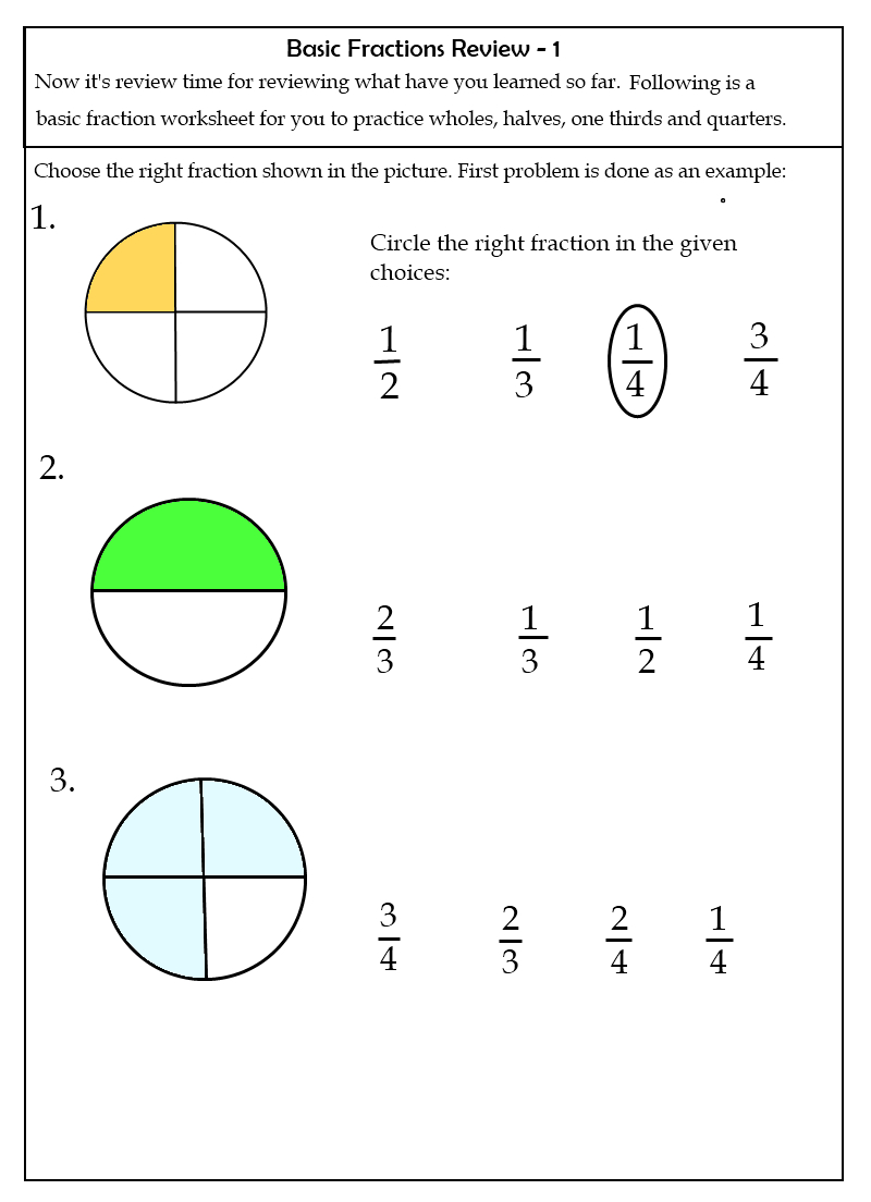 free printable first grade fraction worksheets free