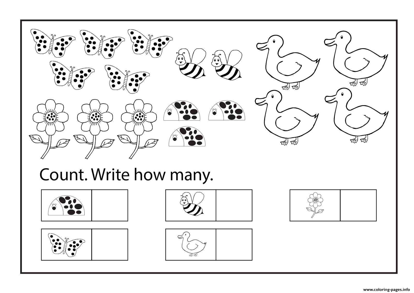 Worksheets Kindergarten Free Printable Educational Counting Coloring - Free Printable Worksheets For Kindergarten