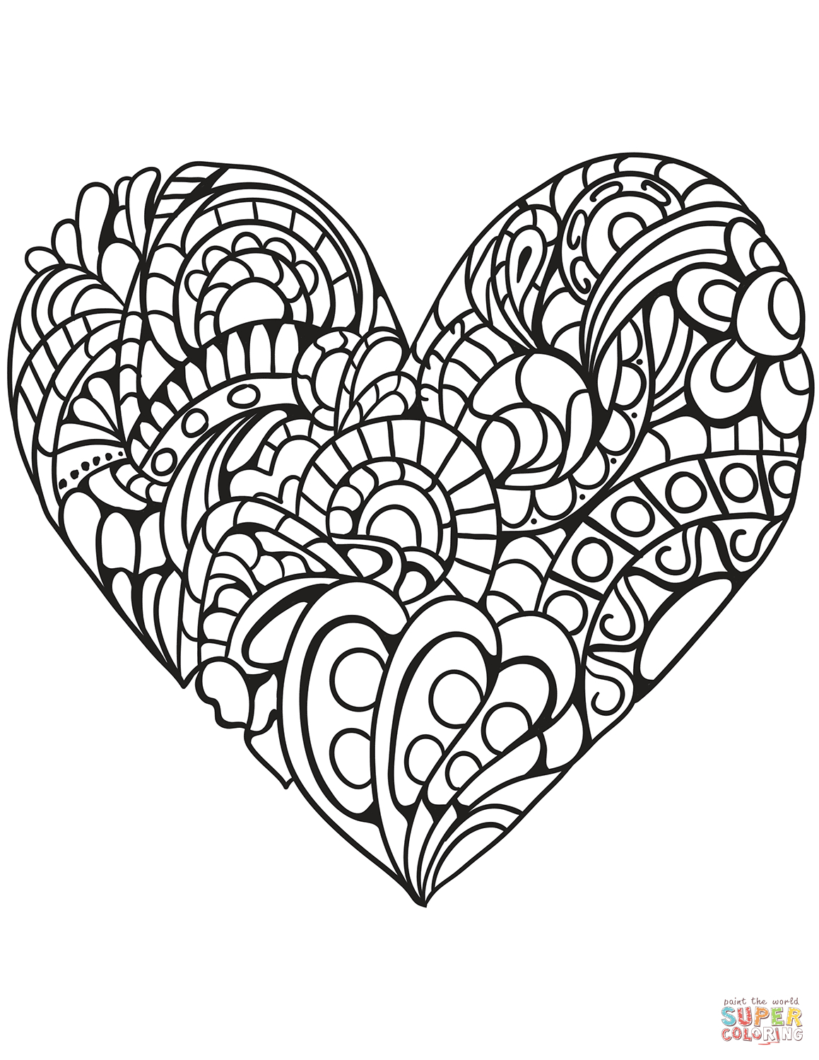 Zentangle Heart Coloring Page | Free Printable Coloring Pages - Free Printable Heart Coloring Pages